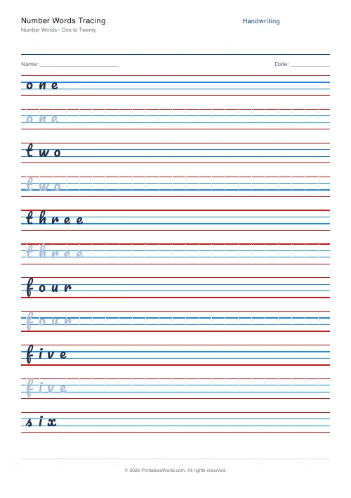 Free printable handwriting practice — Pacifico (cursive) — PDF download