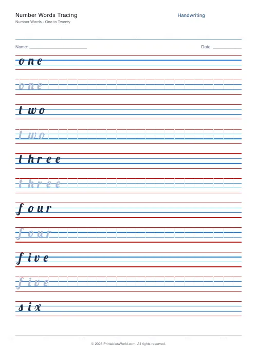 Free printable handwriting practice — Lobster (cursive) — PDF download