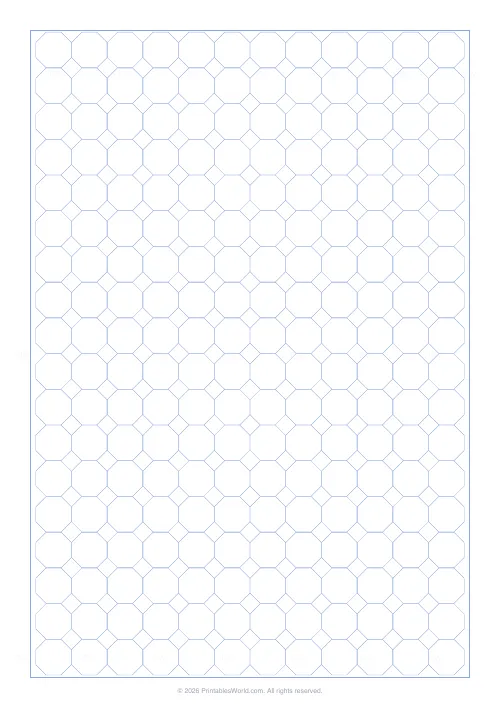 Free printable octagon graph paper (blue lines), PDF download