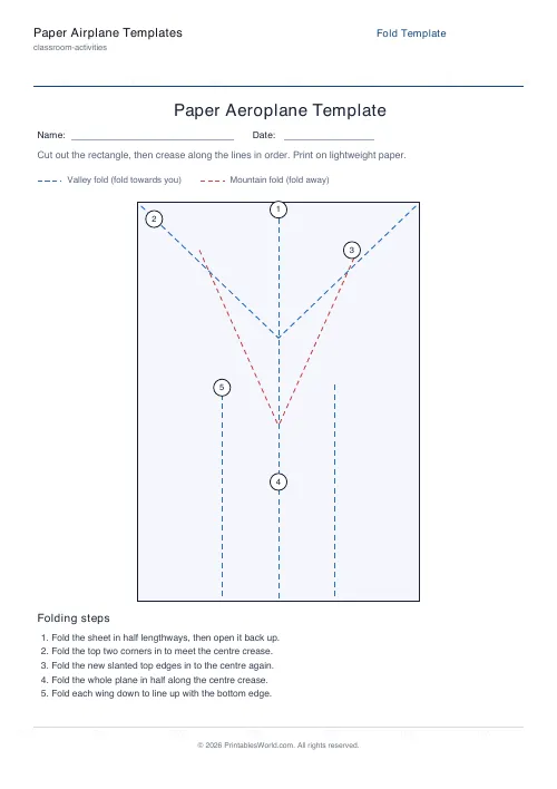 Free printable paper airplane template — Dart — PDF download