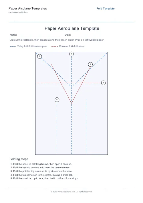 Free printable paper airplane template — Glider — PDF download