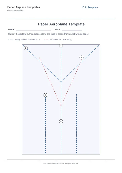 Free printable paper airplane template — Hide steps — PDF download