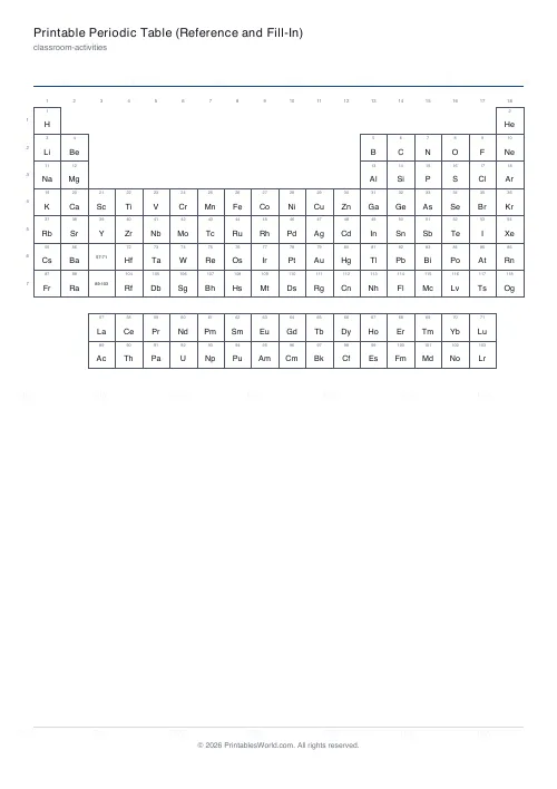 Free printable periodic table (no colour), PDF download