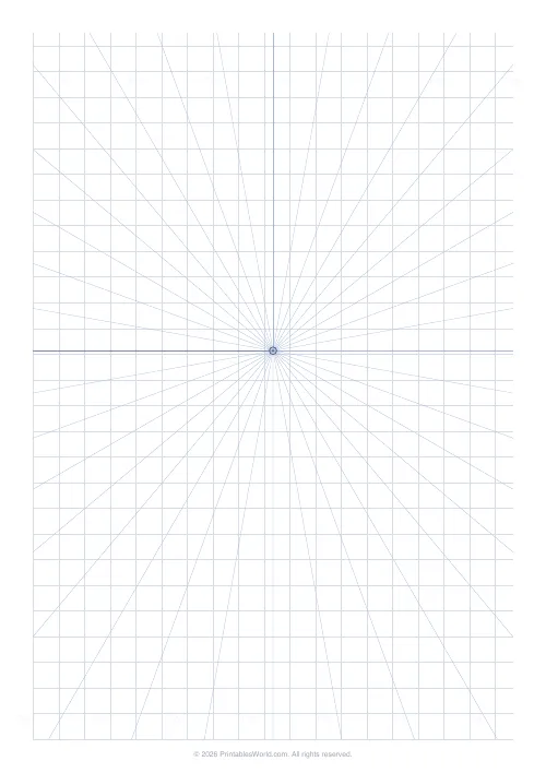 Free printable perspective drawing grid — One-point — PDF download