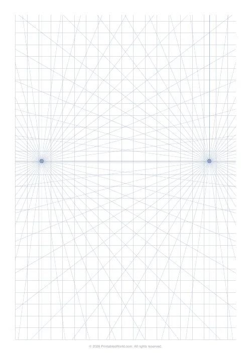 Free printable perspective drawing grid — 48 rays — PDF download
