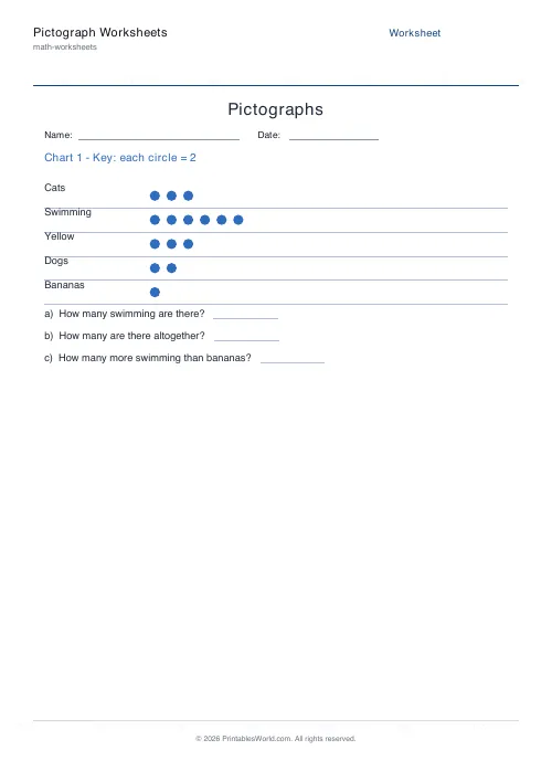 Free printable pictograph worksheet — 5 — PDF download