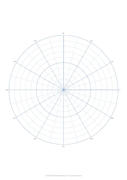 Free printable polar graph paper — 10 rings — PDF download