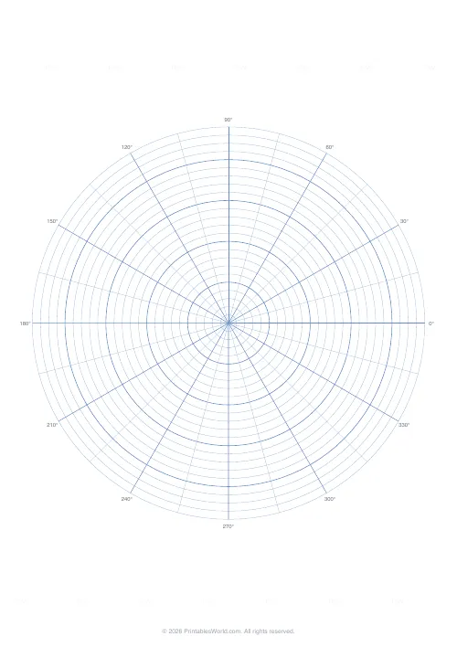 Free printable polar graph paper — 24 rings — PDF download
