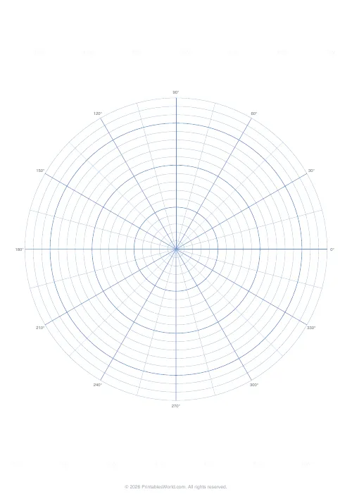 Free printable polar graph paper — 24 spokes (15 deg) — PDF download