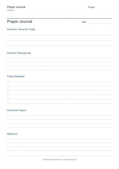 Free printable prayer journal — PDF download