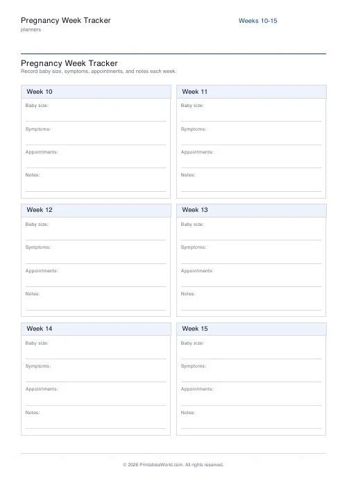Free printable pregnancy tracker — From week 13 — PDF download