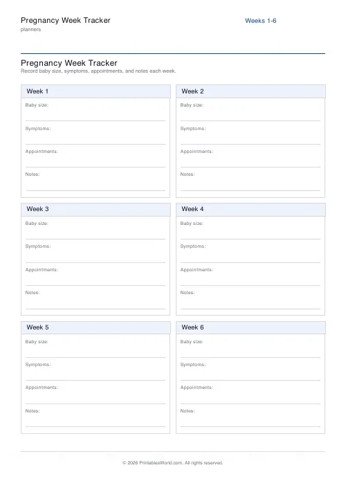 Free printable pregnancy tracker — 12 weeks — PDF download