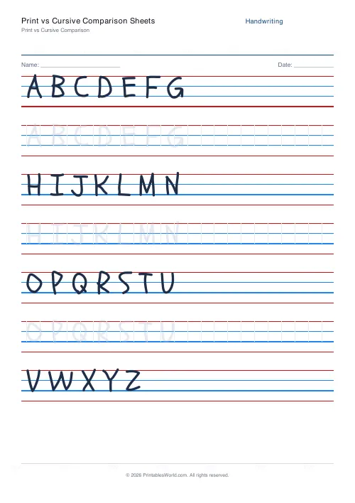 Free printable handwriting practice — Schoolbell — PDF download