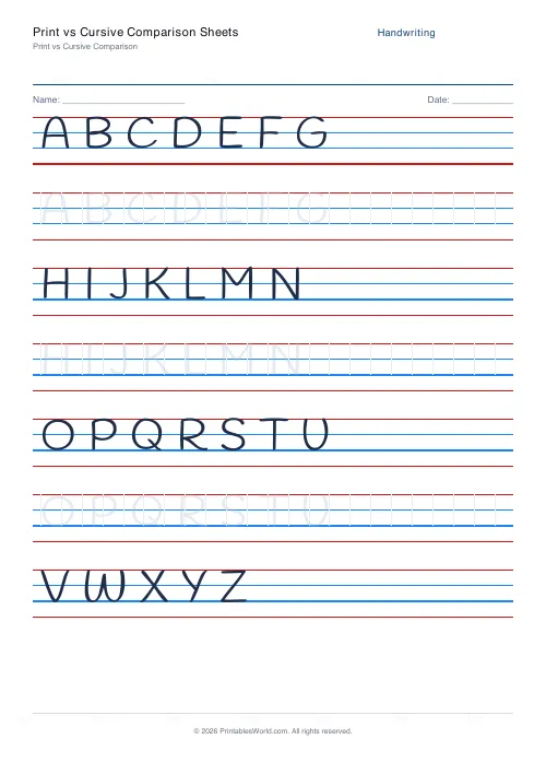 Free printable handwriting practice — Handlee — PDF download