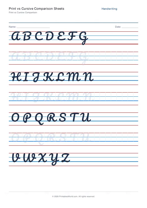 Free printable handwriting practice — Pacifico (cursive) — PDF download