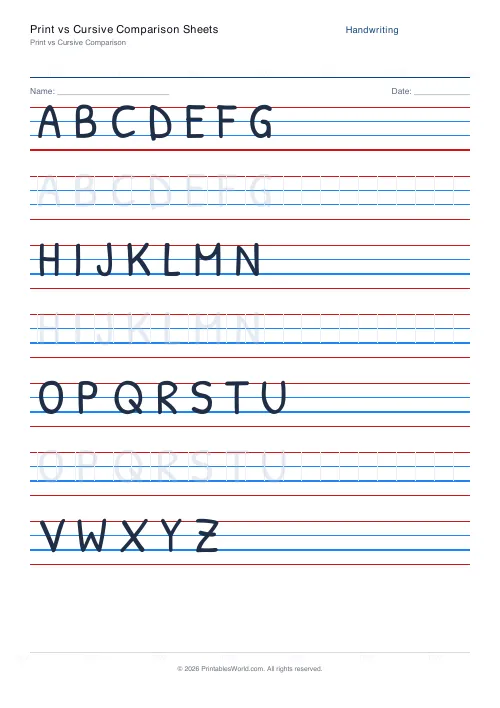 Free printable handwriting practice — Print (separate) — PDF download