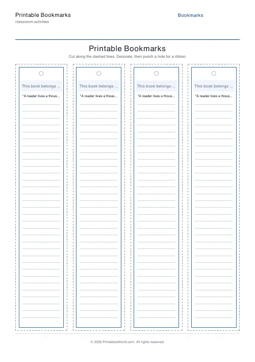 Free printable printable bookmarks — Solid — PDF download