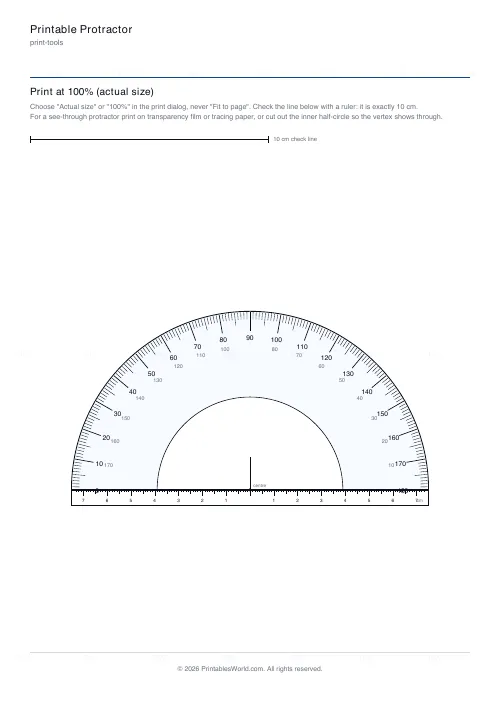 Free printable printable protractor (15 cm), PDF download