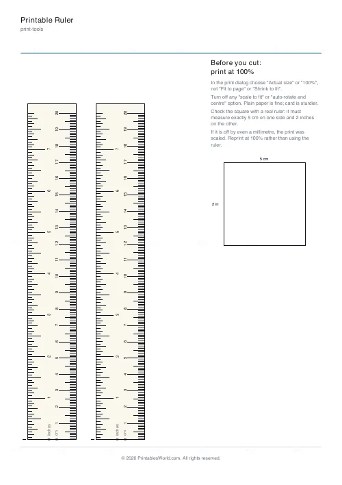 Free printable printable ruler (20 cm), PDF download