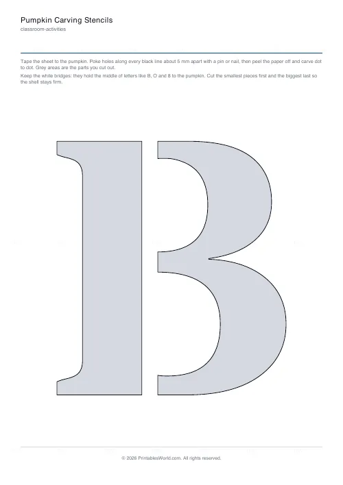 Free printable cut-out letter stencil (Bold stencil), PDF download