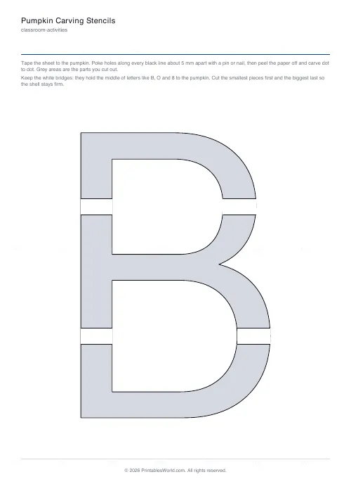 Free printable cut-out letter stencil (Rounded), PDF download