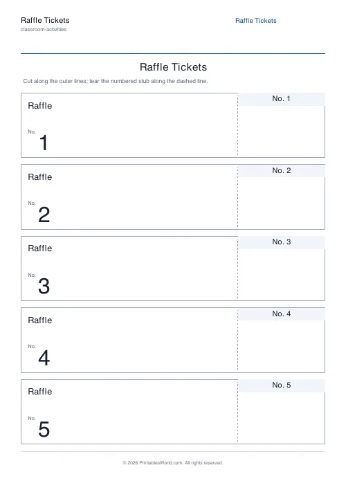 Free printable raffle tickets — 100 — PDF download