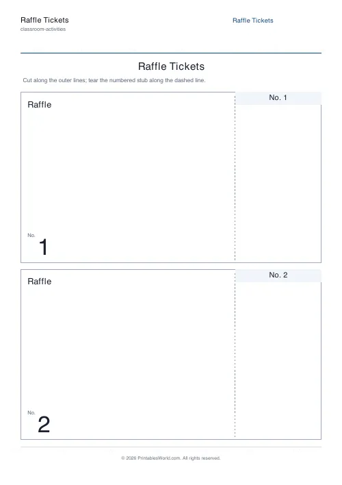 Free printable raffle tickets — 2 — PDF download