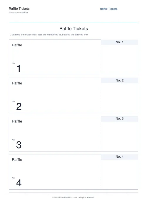 Free printable raffle tickets — 4 — PDF download