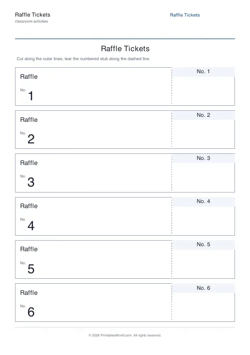 Free printable raffle tickets — 6 — PDF download