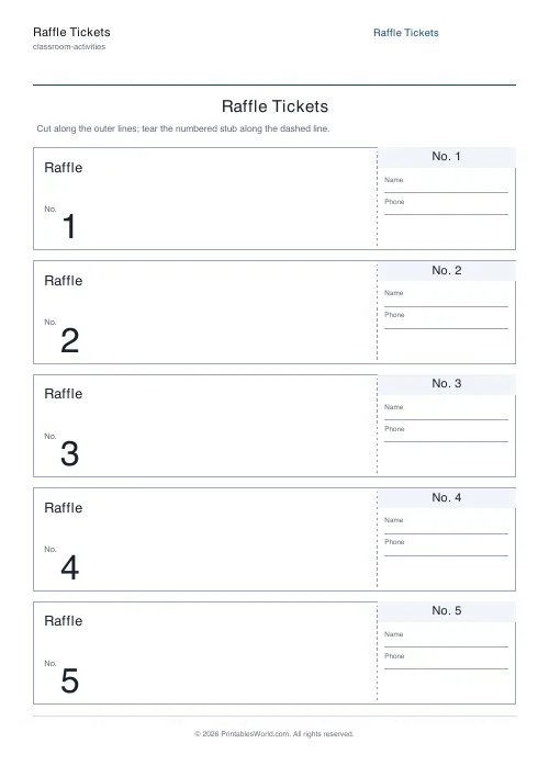 Free printable raffle tickets — Show — PDF download
