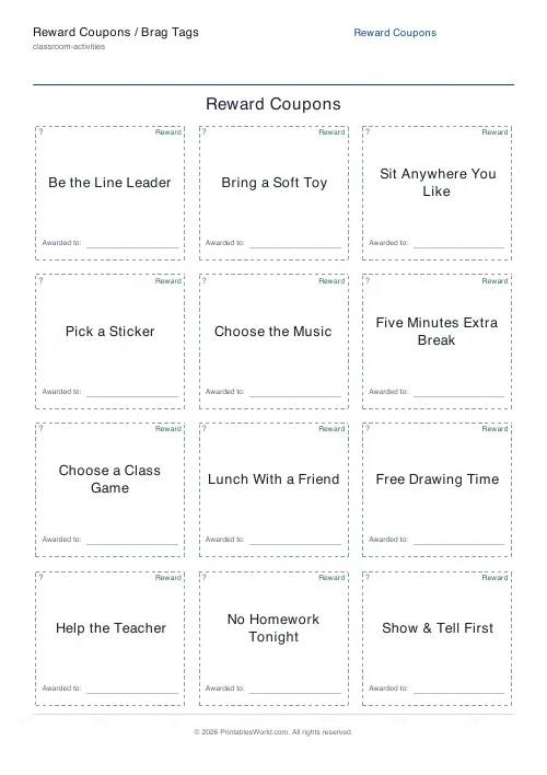 Free printable reward coupons / brag tags — 3 — PDF download