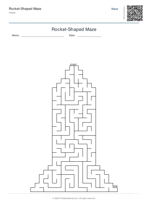 Free printable rocket maze — 30 — PDF download