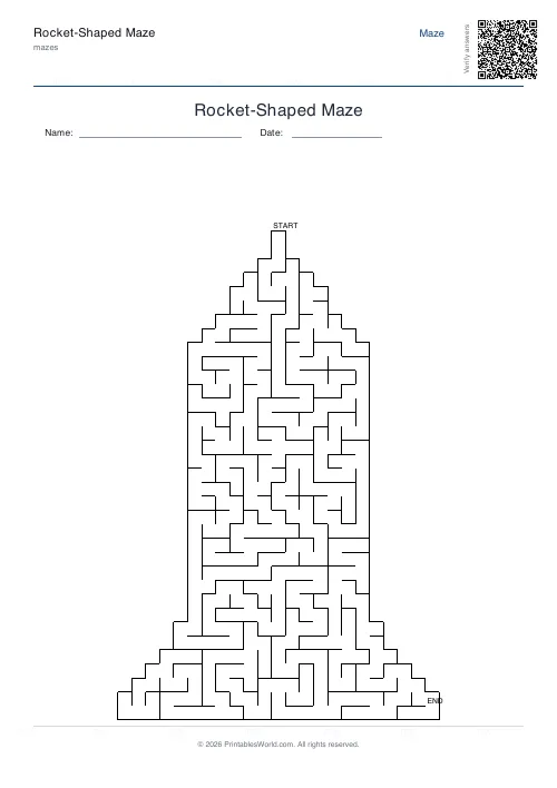 Free printable rocket maze — 35 — PDF download