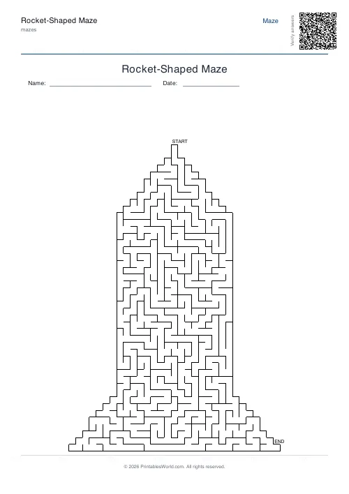 Free printable rocket maze — 45 — PDF download