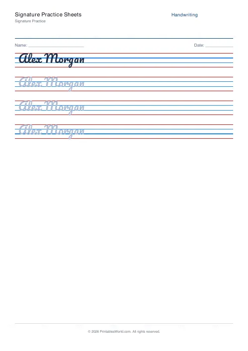 Free printable handwriting practice — Cursive (joined) — PDF download