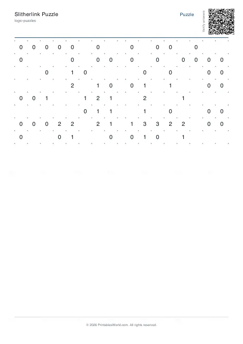 Free printable slitherlink puzzle — 8x8 — PDF download