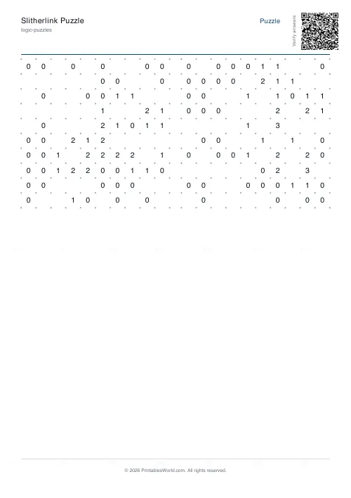 Free printable slitherlink puzzle — 10x10 — PDF download