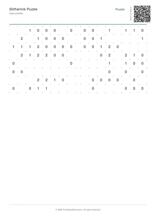 Free printable slitherlink puzzle — 8x8, with answer key — PDF download