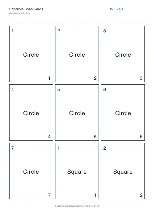 Free printable snap card deck — Shapes — PDF download