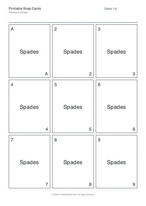 Free printable snap card deck — 40 cards — PDF download