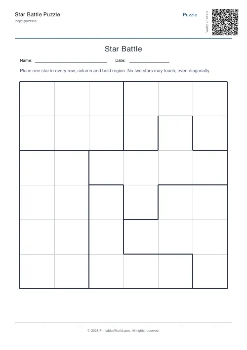 Free printable star battle puzzle — Easy — PDF download
