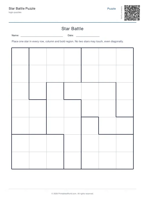 Free printable star battle puzzle — 7x7 — PDF download