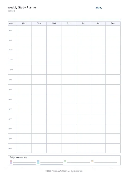 Free printable study planner — Monday start — PDF download