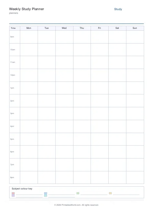 Free printable study planner — From 9am — PDF download
