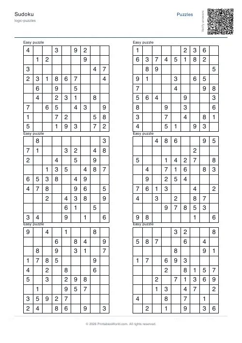 Logic Puzzles printables