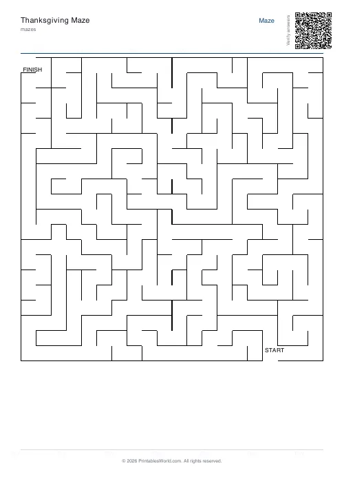 Free printable maze — 20×20 — PDF download