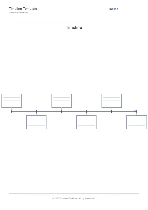 Free printable blank timeline — Horizontal — PDF download
