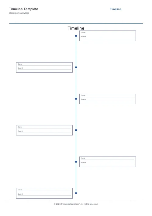 Free printable blank timeline — Vertical — PDF download