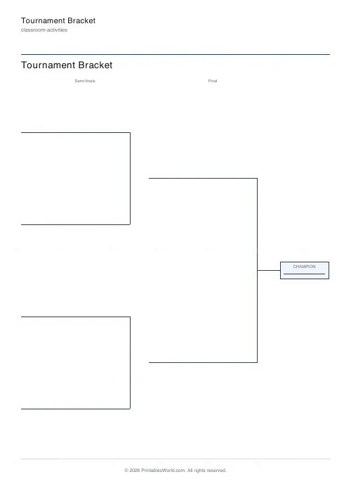 Free printable tournament bracket (4 teams), PDF download