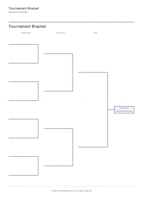 Free printable tournament bracket (8 teams), PDF download
